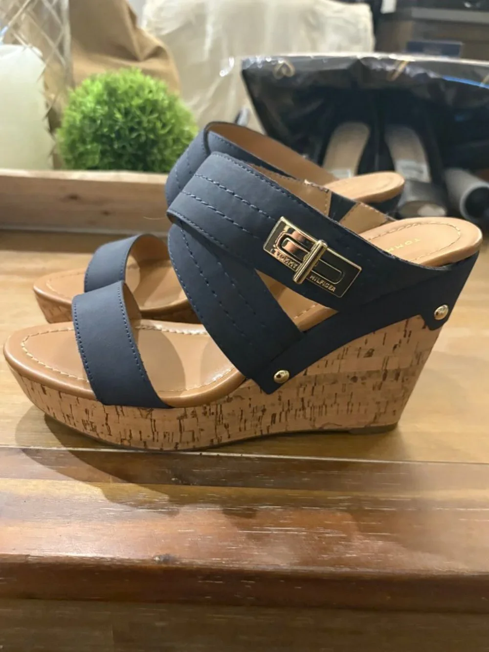 Tommy Hilfiger Women's Navy Blue Wedge Sandals – Size 8M